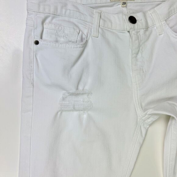 Current Elliott Cropped Straight Sugar Destroy White Jeans Released Hem Denim 29 - Picture 3 of 15